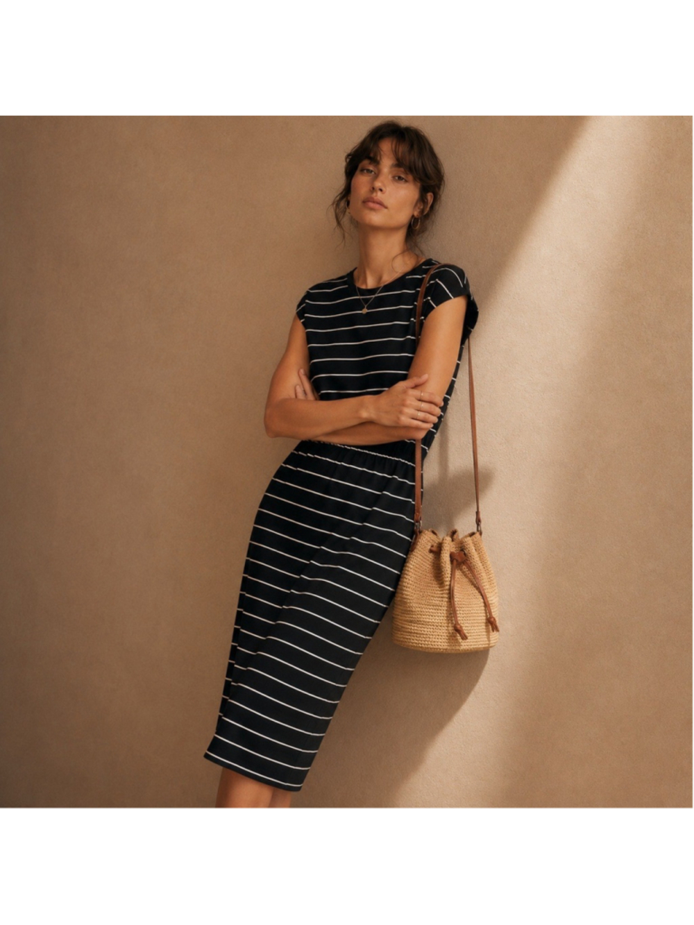 Athleta Stripe T Shirt Dress Pima Cotton Sz S NWT - Picture 2 of 9